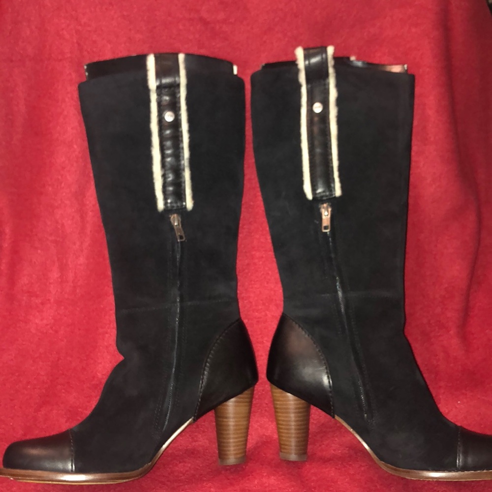 Tall black suede UGG boots for sale.